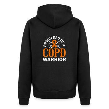 Proud father of a COPD warrior chronic - Unisex Premium Organic Zip Hoodie - black - Back - Nico (187cm)