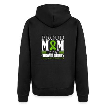 Stolze Mutter Eines Kriegers Mit Chronischer - Unisex Premium Bio Zip Hoodie - Schwarz - Hinten - Nico (187cm)