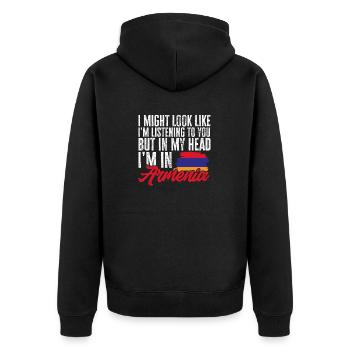 Armenische Flagge Armenien - Unisex Premium Bio Zip Hoodie - Schwarz - Hinten - Nico (187cm)