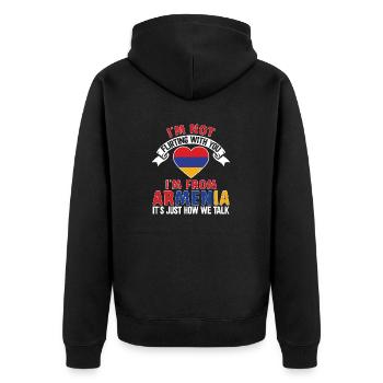 Armenische Flagge Armenien - Unisex Premium Bio Zip Hoodie - Schwarz - Hinten - Nico (187cm)