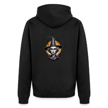 Klassische Hexe 22 - Unisex Premium Bio Zip Hoodie - Schwarz - Hinten - Nico (187cm)