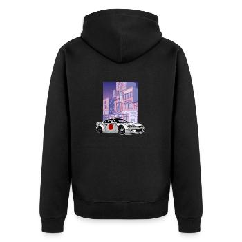 Nächtliche Stadt S15 Silvia Drift Königin Flagge - Unisex Premium Bio Zip Hoodie - Schwarz - Hinten - Nico (187cm)