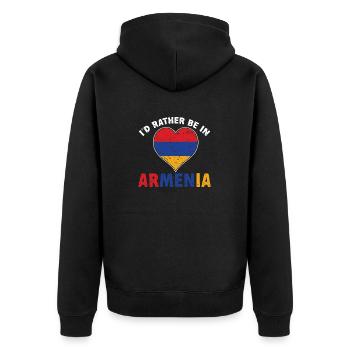 Armenische Flagge Armenien - Unisex Premium Bio Zip Hoodie - Schwarz - Hinten - Nico (187cm)
