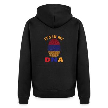 Armenische Flagge Armenien - Unisex Premium Bio Zip Hoodie - Schwarz - Hinten - Nico (187cm)