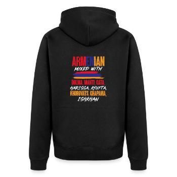 Armenische Flagge Armenien - Unisex Premium Bio Zip Hoodie - Schwarz - Hinten - Nico (187cm)