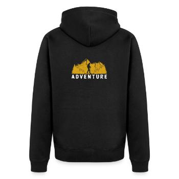 Abenteuer Wandern Outdoor-Liebhaber Camping - Unisex Premium Bio Zip Hoodie - Schwarz - Hinten - Nico (187cm)