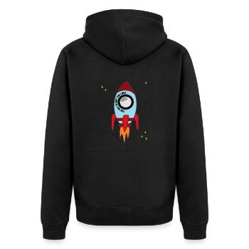 Rakete Sky is not the limit - Unisex Premium Bio Zip Hoodie - Schwarz - Hinten - Nico (187cm)