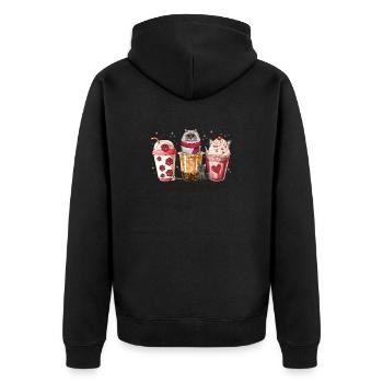 Süßer kleiner Kaffee und meine Himalaya-Katze Kaffeetasse - Unisex Premium Bio Zip Hoodie - Schwarz - Hinten - Nico (187cm)