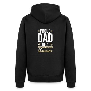 Proud father of a warrior with degenerative - Unisex Premium Organic Zip Hoodie - black - Back - Nico (187cm)