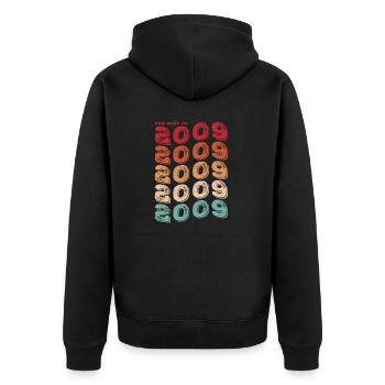Vintage 2009 Geschenke Legende für 14 Jahre - 14. - Unisex Premium Bio Zip Hoodie - Schwarz - Hinten - Nico (187cm)