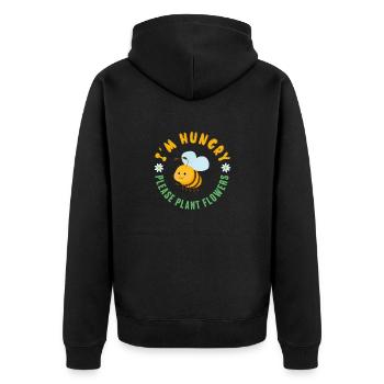 I'm hungry please plant flowers bee environmental protection - Unisex Premium Organic Zip Hoodie - black - Back - Nico (187cm)