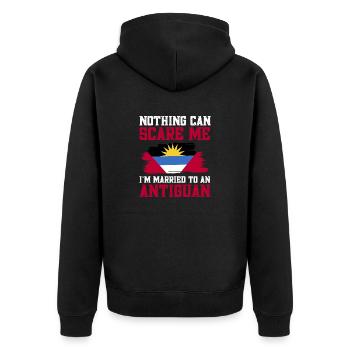 Antigua and Barbuda flag - Unisex Premium Organic Zip Hoodie - black - Back - Nico (187cm)