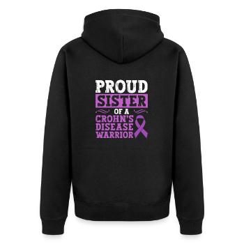 Stolze Schwester Eines Morbus-crohn-kriegers - Unisex Premium Bio Zip Hoodie - Schwarz - Hinten - Nico (187cm)