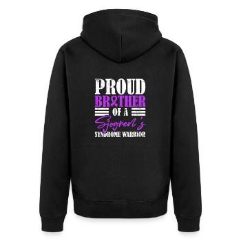 Proud brother of a Sjogrens syndrome warrior - Unisex Premium Organic Zip Hoodie - black - Back - Nico (187cm)