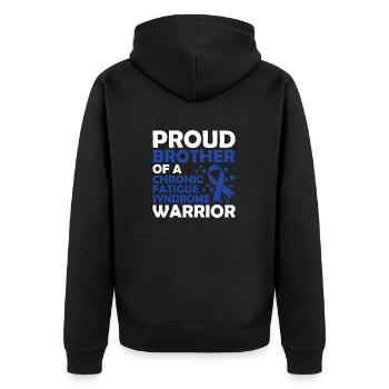 Stolzer Bruder Eines Kriegers Des Chronischen - Unisex Premium Bio Zip Hoodie - Schwarz - Hinten - Nico (187cm)