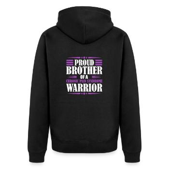Stolzer Bruder Eines Kriegers Mit Chronischem - Unisex Premium Bio Zip Hoodie - Schwarz - Hinten - Nico (187cm)