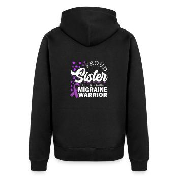 Fière sœur d’un guerrier migraineux - Veste à capuche bio Premium Unisexe - noir - Dos - Nico (187cm)