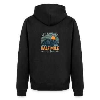 Es ist eine weitere halbe Meile oder so Bergwander - Unisex Premium Bio Zip Hoodie - Schwarz - Hinten - Nico (187cm)