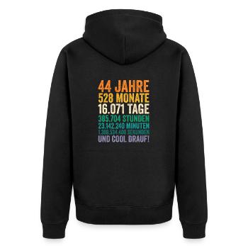 44 Jahre Vierundvierzigster Geburtstag - Unisex Premium Bio Zip Hoodie - Schwarz - Hinten - Nico (187cm)