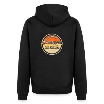 Stiefvater Stiefpapa Bonuspapa - Unisex Premium Bio Zip Hoodie - Schwarz - Hinten - Nico (187cm)