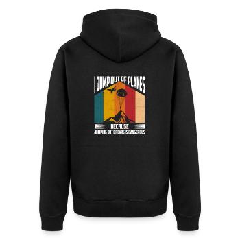 I Jump Out Of Planes Skydiving Skydiver - Unisex Premium Bio Zip Hoodie - Schwarz - Hinten - Nico (187cm)