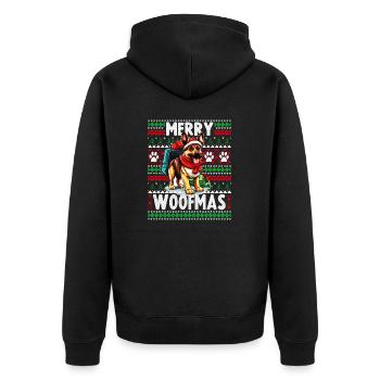 Noël amoureux des chiens - Pull de Noël moche Germa - Veste à capuche bio Premium Unisexe - noir - Dos - Nico (187cm)