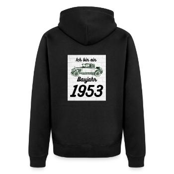 Oldtimer - Unisex Premium Bio Zip Hoodie - Schwarz - Hinten - Nico (187cm)
