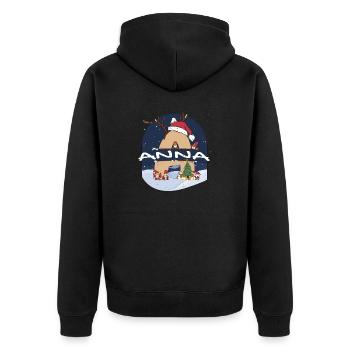 Awesome Anna Name mit Weihnachtsmütze im Weihnachtsthema - Unisex Premium Bio Zip Hoodie - Schwarz - Hinten - Nico (187cm)