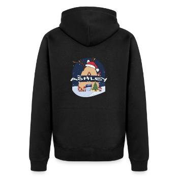 Toller Ashley-Name mit Weihnachtsmütze im Weihnachtsthema - Unisex Premium Bio Zip Hoodie - Schwarz - Hinten - Nico (187cm)