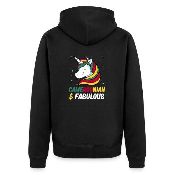 Kamerun Flagge Kamerun - Unisex Premium Bio Zip Hoodie - Schwarz - Hinten - Nico (187cm)