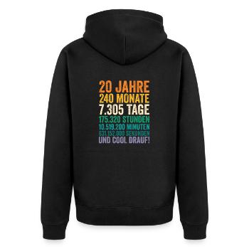20 Jahre Zwanzigster Geburtstag - Unisex Premium Bio Zip Hoodie - Schwarz - Hinten - Nico (187cm)