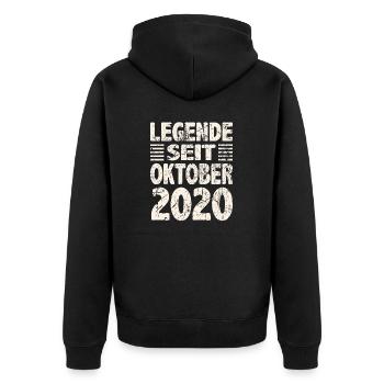 Oktober 2020 Legende seit 3 Jahren Mann Frau - Unisex Premium Bio Zip Hoodie - Schwarz - Hinten - Nico (187cm)