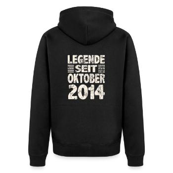 Oktober 2014 Legende seit 9 Jahren Mann Frau - Unisex Premium Bio Zip Hoodie - Schwarz - Hinten - Nico (187cm)