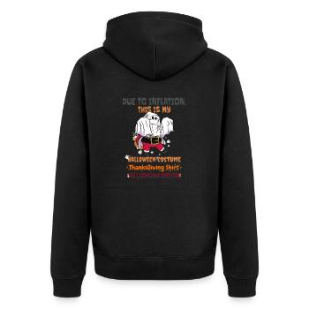 Aufgrund der Inflation ist dies mein Halloween - Unisex Premium Bio Zip Hoodie - Schwarz - Hinten - Nico (187cm)