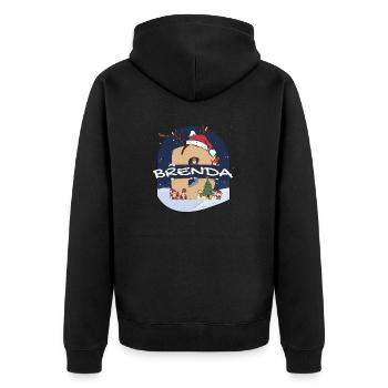 Awesome Brenda Name w Santa Hat in Xmas Theme - Unisex Premium Organic Zip Hoodie - black - Back - Nico (187cm)