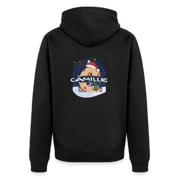 Génial nom de Camille w Santa Hat dans le thème de Noël - Veste à capuche bio Premium Unisexe - noir - Dos - Nico (187cm)