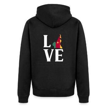 Kamerun Flagge Kamerun - Unisex Premium Bio Zip Hoodie - Schwarz - Hinten - Nico (187cm)