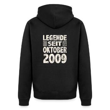 Oktober 2009 Legende seit 14 Jahren Mann Frau - Unisex Premium Bio Zip Hoodie - Schwarz - Hinten - Nico (187cm)