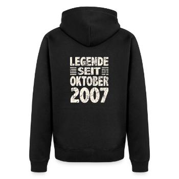 Oktober 2007 Legende seit 16 Jahren Mann Frau - Unisex Premium Bio Zip Hoodie - Schwarz - Hinten - Nico (187cm)
