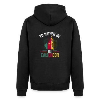 Kamerun Flagge Kamerun - Unisex Premium Bio Zip Hoodie - Schwarz - Hinten - Nico (187cm)