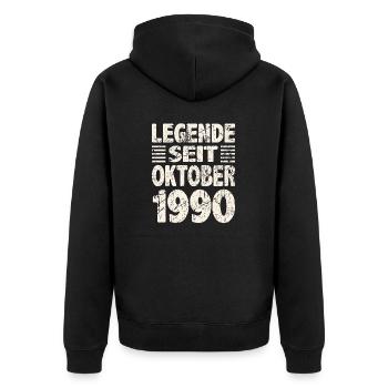 Oktober 1990 Legende seit 33 Jahren Mann Frau - Unisex Premium Bio Zip Hoodie - Schwarz - Hinten - Nico (187cm)