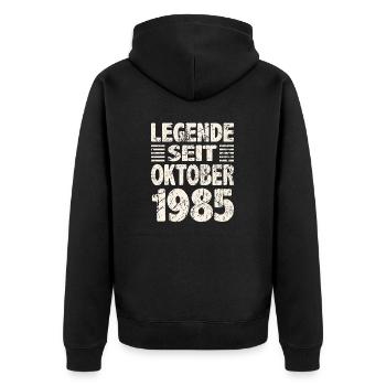 Oktober 1985 Legende seit 38 Jahren Mann Frau - Unisex Premium Bio Zip Hoodie - Schwarz - Hinten - Nico (187cm)