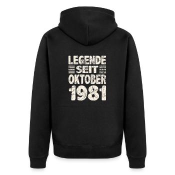 Oktober 1981 Legende seit 42 Jahren Mann Frau - Unisex Premium Bio Zip Hoodie - Schwarz - Hinten - Nico (187cm)