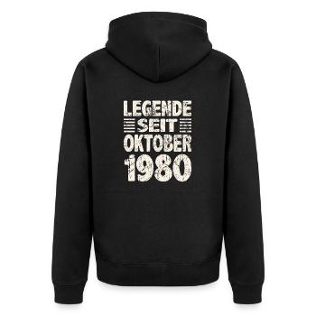 Oktober 1980 Legende seit 43 Jahren Mann Frau - Unisex Premium Bio Zip Hoodie - Schwarz - Hinten - Nico (187cm)