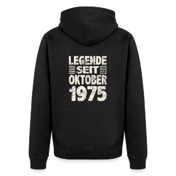 Oktober 1975 Legende seit 48 Jahren Mann Frau - Unisex Premium Bio Zip Hoodie - Schwarz - Hinten - Nico (187cm)