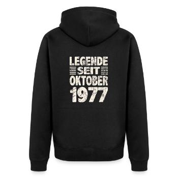 Oktober 1977 Legende seit 46 Jahren Mann Frau - Unisex Premium Bio Zip Hoodie - Schwarz - Hinten - Nico (187cm)