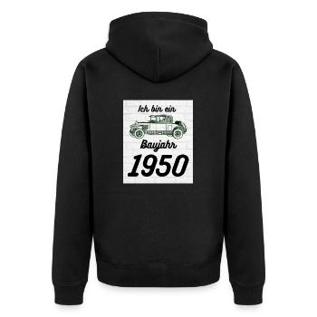 Oldtimer 1950 - Unisex Premium Bio Zip Hoodie - Schwarz - Hinten - Nico (187cm)