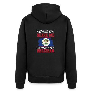 Belize Flagge Belizer - Unisex Premium Bio Zip Hoodie - Schwarz - Hinten - Nico (187cm)