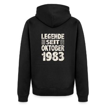 Oktober 1983 Legende seit 40 Jahren Mann Frau - Unisex Premium Bio Zip Hoodie - Schwarz - Hinten - Nico (187cm)