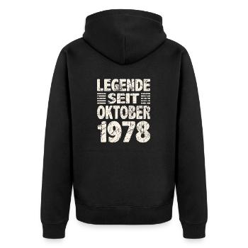 Oktober 1978 Legende seit 45 Jahren Mann Frau - Unisex Premium Bio Zip Hoodie - Schwarz - Hinten - Nico (187cm)